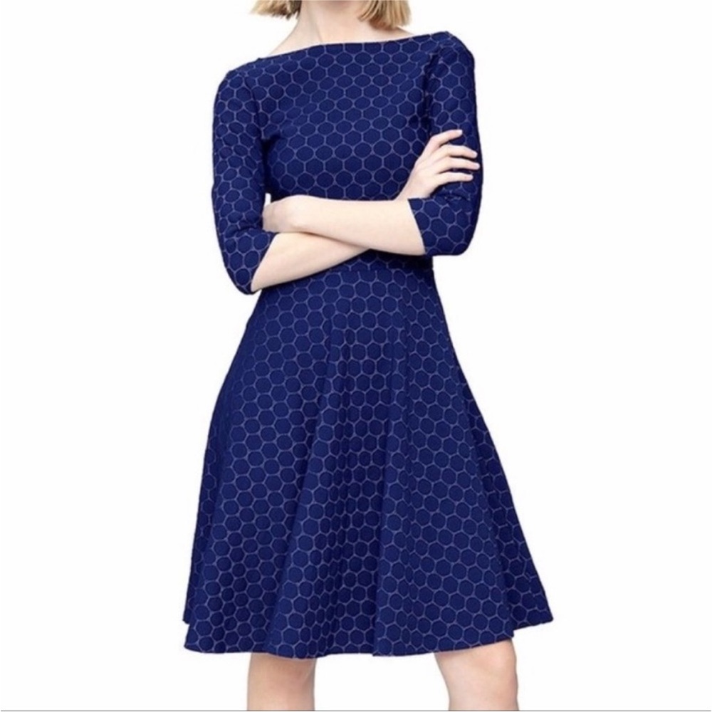 NWT Leota blue patterned fit and flare dress